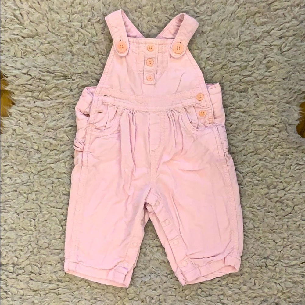 Pale pink corduroy overalls
